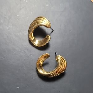 Monet Gold Textured Hoop Earrings